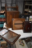 Wood Décor Lot Jewelry Box, Mirror & Other Boxes