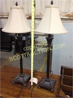 Pair 30" candle stick table lamps, working