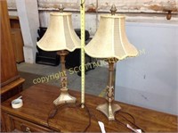 2 30" gold ornate table lamps, working condition