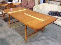 Solid wood drop leaf harvest table with 2 l