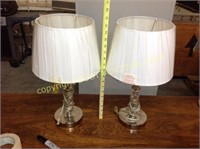 2 18" silver and glass small table lamps, use