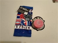 Unused Montreal Canadiens Wash Cloth & Puck