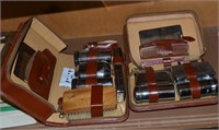 2 Vintage Leather Bound Men's Grooming Kits