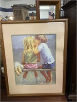 Lithograph Signed Lucelle Road Framed 23.5" W x