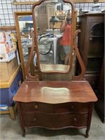 Vintage Walnut Curry Dresser W/ Mirror Great