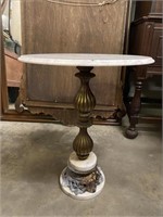 Vintage Brass And Marble Whisky Table / Parlor