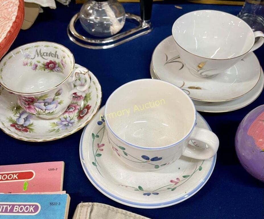 3 PORCELAIN CUPS & SAUCERS