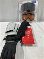 Ski goggles regular fit, gloves women’s medium