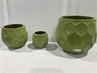 Round glazed clay flower pots 13x13,9x9,7x7