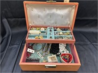 Vintage jewelry box full of nice costume jewelry