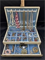 Large vintage jewelry box full of beautiful