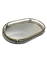 Rialto mirrored acrylic vanity tray brass border