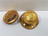 2 Vintage Brass Canadian Military Buttons