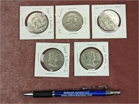 (5) Franklin Half Dollars: