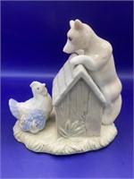 Fox and Chicken with babies figurine, 5 1/2”x5