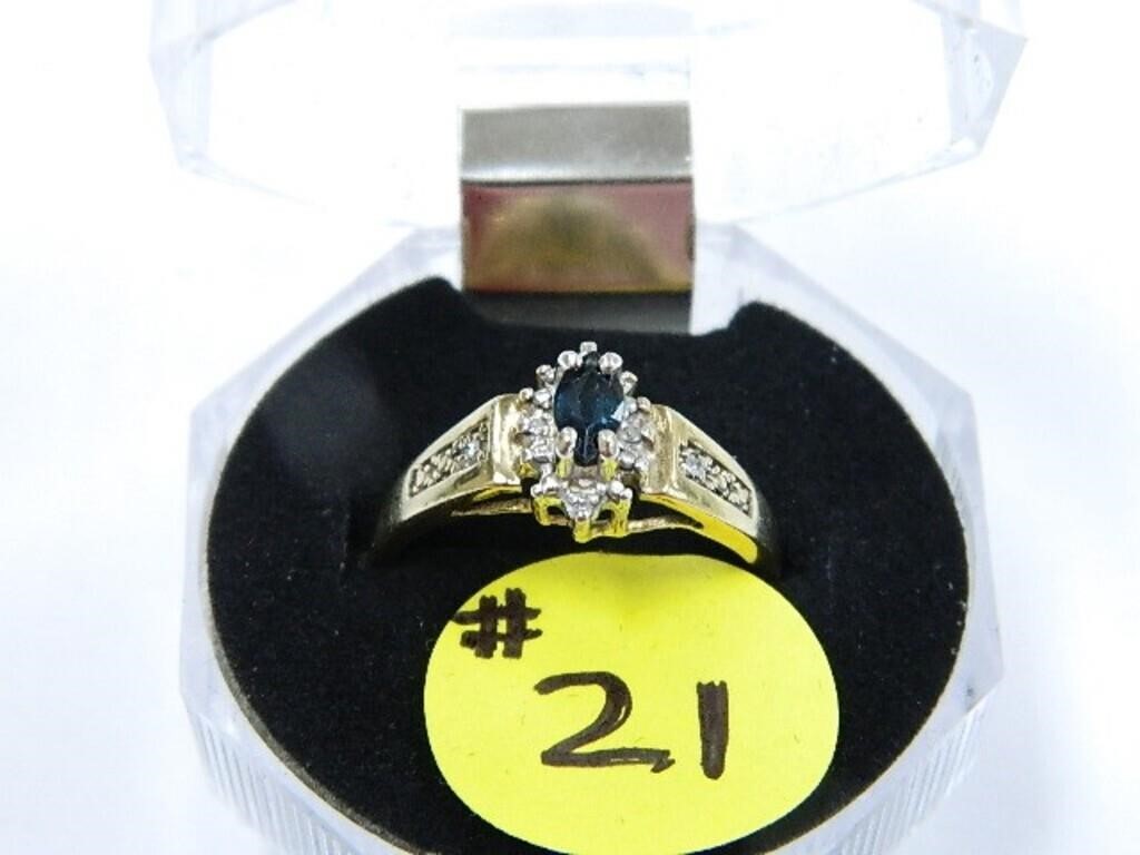 10kt Yellow Gold 1.9gr. Saphire & Diamond Ring,