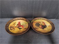 (2) 10" Rooster Decorative Plates