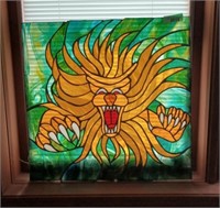 Lovely Stained Glass Picture Of Lion 23½"X23"