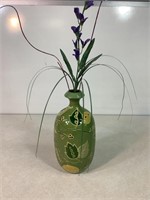 Vase W/Floral Decor, 9in Tall