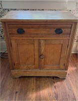Antique Oak small washstand cabinet,  one drawer
