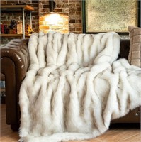 BATTILO HOME Luxury White Faux Fur Throw Blanket L