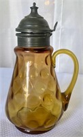 Hobbs Brockunier Amber Inverted Dot Syrup Pitcher