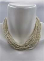 Seed Bead Multistrand Necklace White