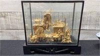 Vintage Cork Carving In Glass Case 6" X 3" X 6"