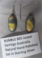 Bumble Bee Jasper Earrings Set in Sterling