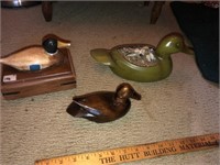 Ceramic Duck Box & Planter & Wood Carved Duck