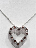 Sterling Silver Natural Garnet Pendant Necklace JC