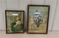 2 prints - donkey & children