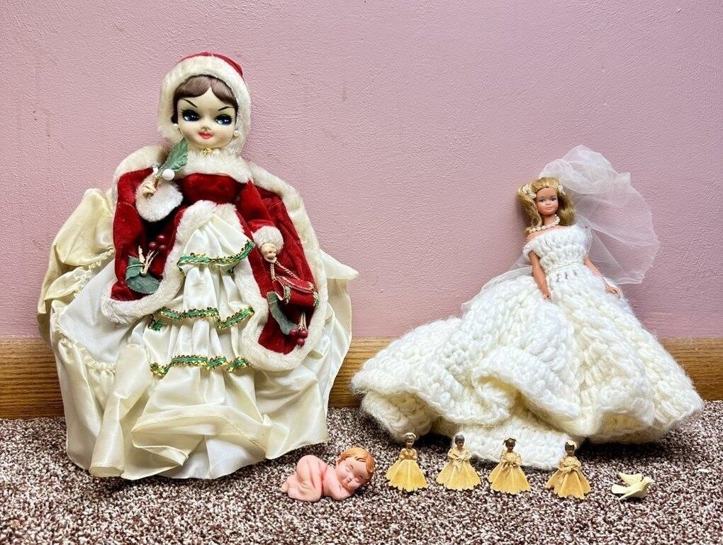 Vintage barbie & Christmas Doll