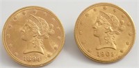 US coin lot (2) Liberty $10 Gold Eagles