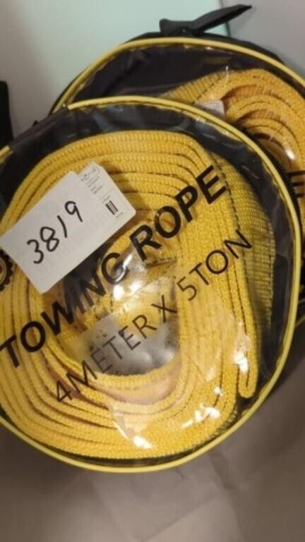 2 New 5 ton tow ropes, each has a zipper storage