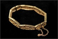 14K Gold Filigree Hinged Bracelet