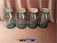 (4) Strong Shoulder Blue Ball Jars