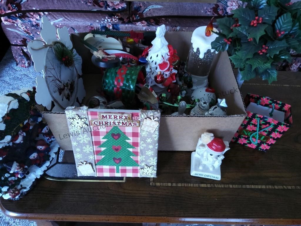 One box of Christmas decorations