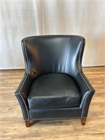Thomasville Leather Wing Barrel Back Armchair