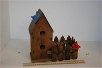 Wooden Bird House w/Metal Roof