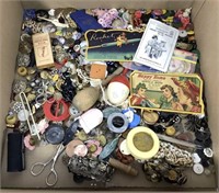 Vintage Sewing Supplies, Buttons, Needles