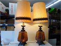 Two 70s Table Lamps - Shades are Great, Has Lights