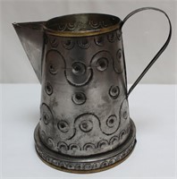 Hand Punched Tin/Brass Pitcher
