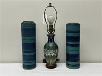 2 Glidden Pottery Vases & Pottery Lamp