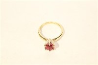 14 Karat Gold Synthetic Ruby Diamond Solitaire
