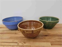 3pc Early 20th C. Stoneware Mixing Bowls