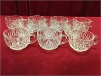 10 Pressed Glass Punch Bowl Cups