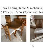 TEAK TABLE & 4 CHAIRS