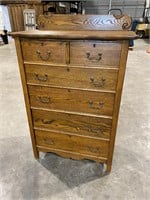 Antique Oak Chest of Drawers, 33.5x18.5x50.5"