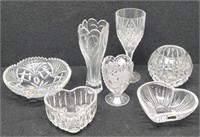 (7) Various Crystal Pieces, Vases, Candle Holders